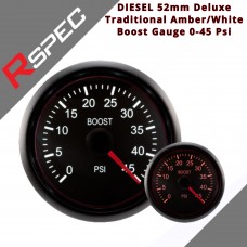 RSPEC DIESEL 52mm Traditional Amber/White Boost Gauge 0-45 Psi Car Gauge
